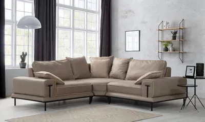 Produktbild von Modernes L-Form Beiges Ecksofa Stilvolle Wohnzimmer Designer Couch