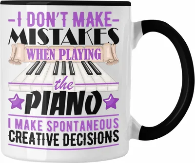 Produktbild von Trendation - Piano-Spieler Tasse Geschenk Pianist Kaffee-becher (Schwarz)
