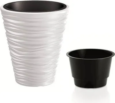 Image de Květináč SAND s vkladem 38,8 cm - barva: bílá