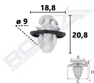 Produktbild von ROMIX Clip Zier- / Schutzleiste C70857 passend für MERCEDES-BENZ Sprinter 4-t Kastenwagen (907, 910) 9mm 18.8mm 20.8mm