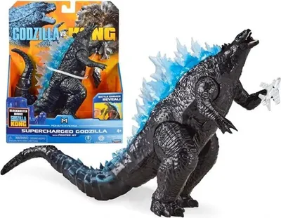 A Godzilla toy figure is shown next to its packaging.