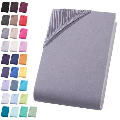 Produktbild von Jersey Spannbettlaken 120-130x200 cm Spannbettuch 100% Baumwolle Bettlaken, Grau
