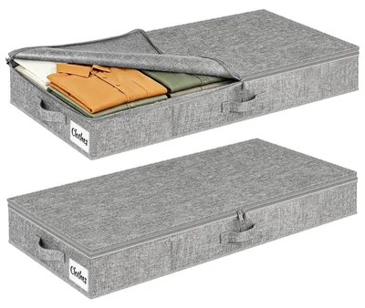 Obrázek produktu pro Úložný box pod postel - S zipem - 40 litrů - 85 x 40 x 12 cm - Šedá - Sada 2 kusů