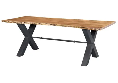 Image de MASSIVMOEBEL24 | Table à manger 240x100 Acacia laqué Bois naturel IRON LABEL #128