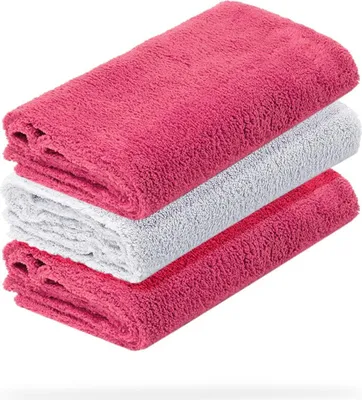 Produktbild von detailmate 3er Set Mikrofasertücher - 40x40cm, 550 GSM - Mikrofaser Poliertücher 2x pink, 1x weiß