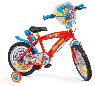 Kinderfahrrad 16 Zoll Paw Patrol, verstellbarer Sattel, Stützräder