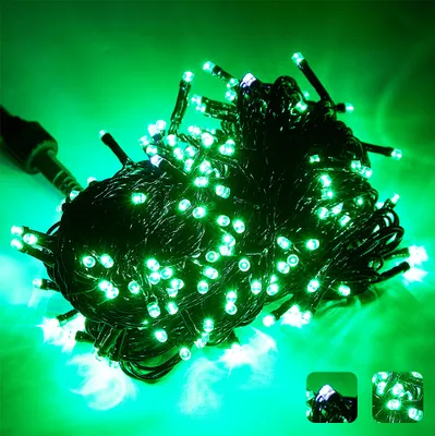 Zdjęcie produktu dla 20M 200 lampek choinkowych LED zielonych IP44 wodoodporne lampki choinkowe do dekoracji wnętrz ogrodów weselnych dwukolorowe migające światło stałe