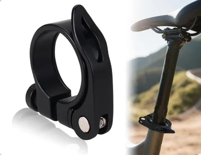 Imagen del producto de Abrazadera para sillín de bicicleta, aleación de aluminio, sistema de cierre rápido, compatible con bicicletas de montaña y de carretera, color