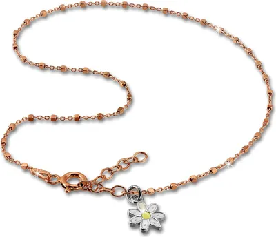 Image de SilberDream Chaîne de cheville pour dames 27cm Argent 333 doré à la rose Fleurs SDF2204E