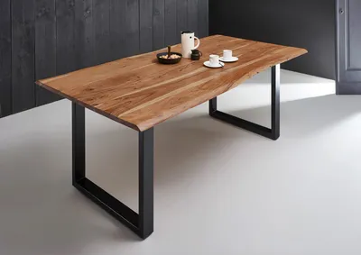 Produktbild von SAM® Esstisch Baumkante massiv Akazie natur 180 x 90 schwarz MILO