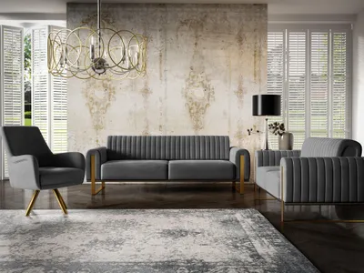 Produktbild von Sofaset Designersofas VALERIE 3-2-1 in Stoff Stoff Elisa Velvet Anthrazit