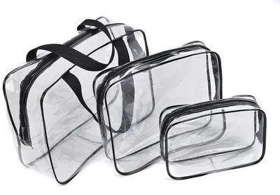 Immagine prodotto di Borsa a mano - A tre scomparti - Trasparente e impermeabile - Grande nera 30x10x22 cm - Media nera 24x5x20 cm - Piccola nera 18x4x14 cm