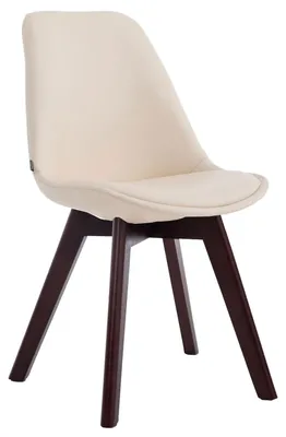 Productafbeelding van CLP stoel Manado, bekleding van kunstleer met zitkussen en houten poten. Frame in crème, framekleur: walnoot
