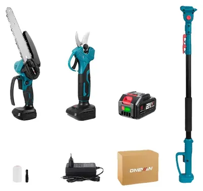 Obrázek produktu pro Elektrická řetězová pila, teleskopická pila, nůžky, 1 sada akumulátorů