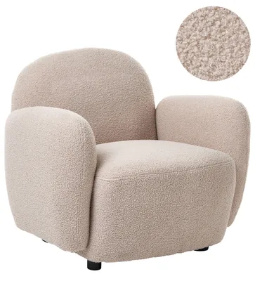 Produktbild von BELIANI Sessel Beige Bouclé Gepolstert mit Breiter Sitzfläche Armlehnen Organisches Retro Design Wohnzimmersessel Polstersessel Stoffsessel