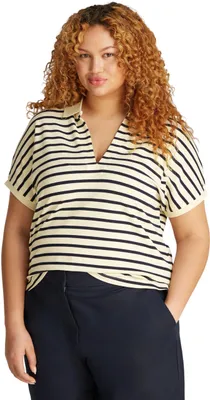Produktbild von Tommy Hilfiger Damen Poloshirt Kurzarm Lyocell Relaxed Fit, Mehrfarbig (Calico/D
