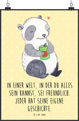 Produktbild von Mr. & Mrs. Panda Bild Panda Depression DIN A3 - Gelb Pastell - Geschenk, Affektiven Störung, Wandbild, Stimmungstief, wanddeko, Kunstdruck, Depressiv, Antriebslosigkeit