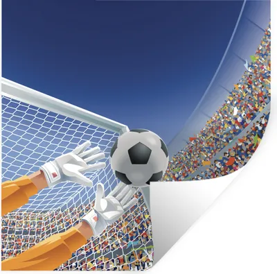 Produktbild von MuchoWow® Wandtattoo Wandsticker Wandaufkleber Eine Illustration eines Torwarts, der den Fußball stoppt - Junge - Mädchen - Kind 30x30 cm Selbstklebend und Repositionierbar - Repositionierbar - Wasser abweisend