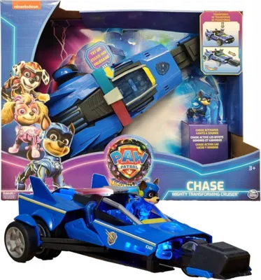 Produktbild von PAW Patrol : Der Mighty Kinofilm, 40cm langes Chase Deluxe Superhelden-Raketenfahrzeug inkl. Chase Figur, Licht und Geräuschen, Spielzeug geeignet für Kinder ab 3 Jahren, Polizeiwagen, PAW Patrol, 3 Jahr(e), AAA, Kunststoff, Schwarz, Blau