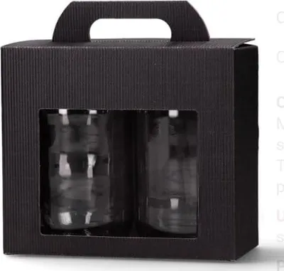 Obrázok produktu pre Krabica na 2 poháre s okienkom 190x90x160, vlnitá, čierna