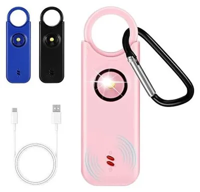 Zdjęcie produktu dla Alarm osobisty 135 db głośny do samoobrony dla kobiet latarka różowy