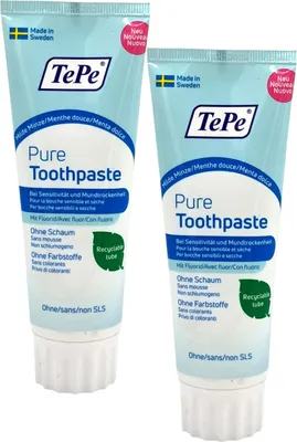 Produktbild von 2x TePe Pure Zahnpasta - milde Minze 2x 75ml