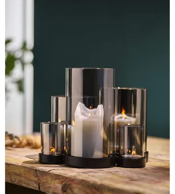 Immagine prodotto di Lanterna portacandela - Vetro specchiato - Acciaio nero - 24 x 22 x 19 cm
