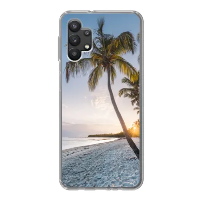 Produktbild von MuchoWow® Handyhülle Schutzhülle Hülle für Samsung Galaxy A32 5G Strand - Sonnenuntergang - Palme Silikon Softcase Handy Hülle - Softcase