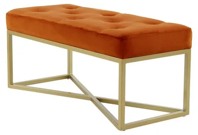 Produktbild von Sitzbank Cameron aus orangefarbenem Samt und goldenem Metall