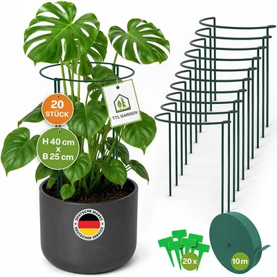 Produktbild von TTL GARDEN Strauchstützen 20er Set 40x25cm + Klettband + Pflanzschilder
