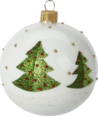 Immagine prodotto di Palla ornamento natalizio ø 8cm, albero verde con rosso