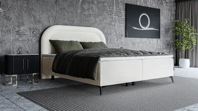 Produktbild von Boxspringbett MISTY 120x200 cm - Doppelbett mit Kopfteil und Bettkasten, mit Multipocket-Matratze + Topper - Cremig (Riviera 21)