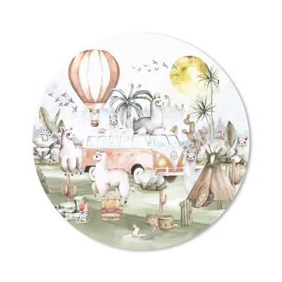 Produktbild von MuchoWow® Mauspad Mousepad Alpaka - Tiere - Kinder - Heißluftballon - Kinder 20x20 cm - Mousepads - Maus Mat - Pad - Mausunterlage - Schreibtischmatte