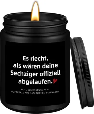 Produktbild von Duftkerzen, Geschenk zum 60. Geburtstag, Sandelholz-Duftkerze mit Spruch, ideal als Geburtstagsgeschenk für Papa, Mama, Schwester, Freundin, Oma und Opa