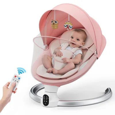 Productafbeelding van Babywieg, Bluetooth-muziek, verstelbare schommelhoek, ROZE