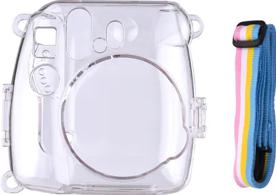Produktbild von Transparente Schutzhuelle fuer Sofortbildkamera mit Regenbogen-Lanyard-Ersatz fuer Fujifilm Instax Mini 8/9