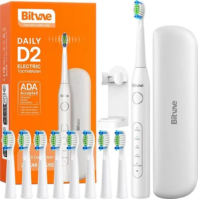 Image de Bitvae Sonic toothbrush with tips set and travel case D2 (white)