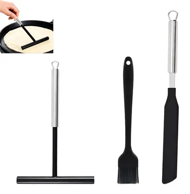 Produktbild von Crêpe-Streicher und -Spatel, Backutensilien aus Edelstahl und Silikon.