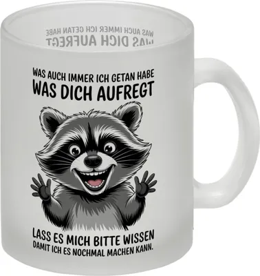 Produktbild von Waschbär Humor Spruch Glas Tasse für Kollegen