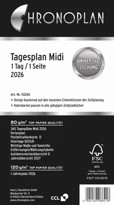Produktbild von Avery Zweckform Chronoplan Midi - Tagesplaner - 2016 - 1 Tag pro Seite