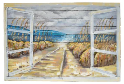 Produktbild von 3D-Metallbild Meerblick - Stahl Mehrfarbig 6,5x80x120cm | Wandbild Wohnzimmerbild Dekobild Flur Büro