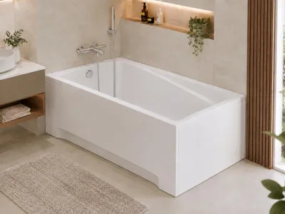 Produktbild von AQUA for you | Badewanne - Polimat Elza - rechteckige Acrylbadewanne – 160x75 cm - Weiß - mit Acrylverkleidung, Siphon, Gestell, Füßen