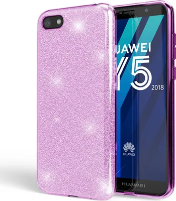 Produktbild von NALIA Handyhülle kompatibel mit Huawei Y5 2018, Glitzer Case Back Bling Cover Lila