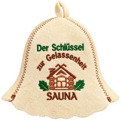 Produktbild von Filzkappe für Sauna Saunahut Banja Saunamütze "Der Schlussel zur Gelassenheit Sauna"