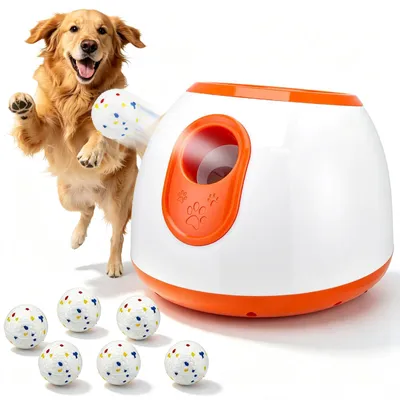 Automatischer Ballwerfer für Hunde, 3/6/9 m, mit 6 Bällen