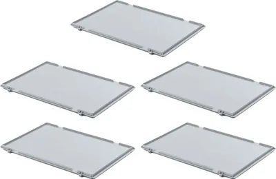 Produktbild von SparSet 5x Scharnierdeckel für Eurobehälter | HxBxT 2,7x20x30cm