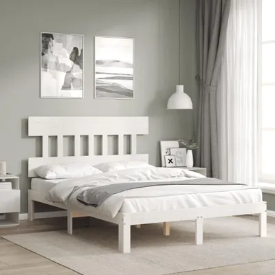 Produktbild von Bettgestell ohne Matratze in Weiß, 140x190 cm, aus Kiefernholz
