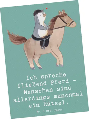 Produktbild von Mr. & Mrs. Panda Postkarte Reiten und Rätsel - Meeresbrise - Geschenk, Ansichtskarten, Teamsport, Sportart, Humor, Pferde, Sportler, Postkarten, Geschenke, Ansichtskarte