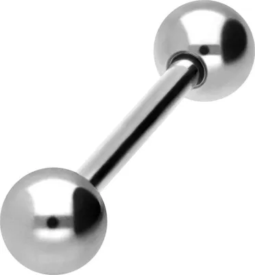 Produktbild von Zungenpiercing, Intim-Piercing Titan Barbell mit Innengewinde Silber Stablänge: 14mm | Stabstärke: 1,6mm