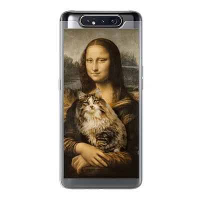 Produktbild von MuchoWow® Handyhülle Schutzhülle Hülle für Samsung Galaxy A80 Mona Lisa - Katze - Leonardo da Vinci - Vintage - Kunstwerk - Alte Meister - Gemälde Silikon Softcase Handy Hülle - Schutzdeckel